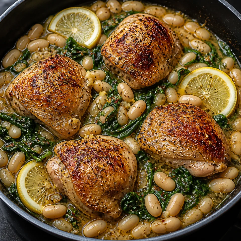 One pan chicken spinach and beans — serving inspiration