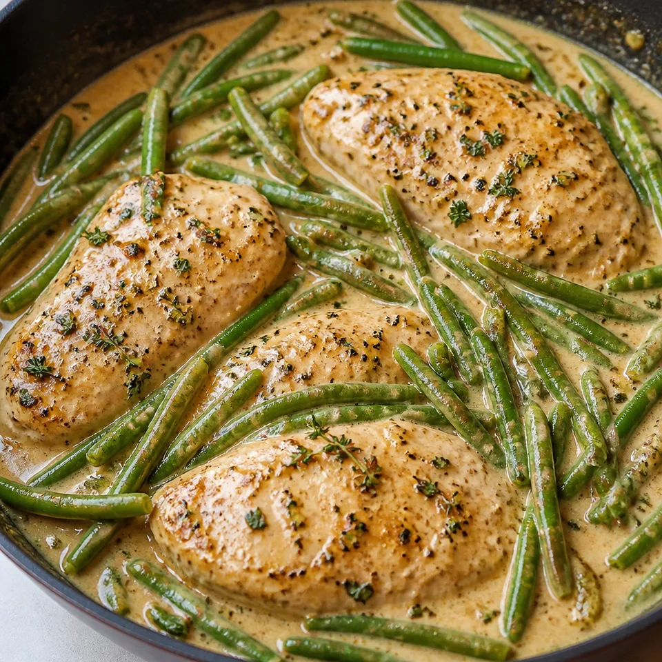 One Pan Creamy Balsamic Chicken & Green Beans — serving inspiration