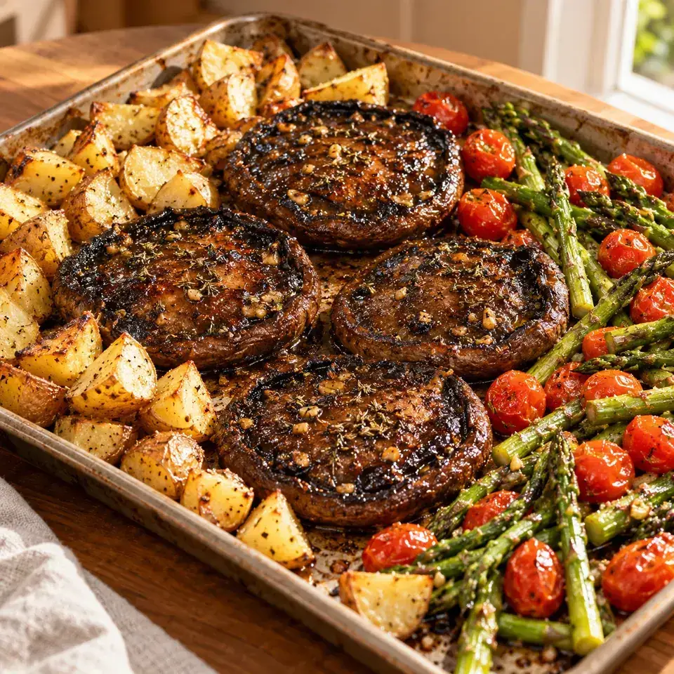 One Pan "Mushroom Steak" Dinner — serving inspiration