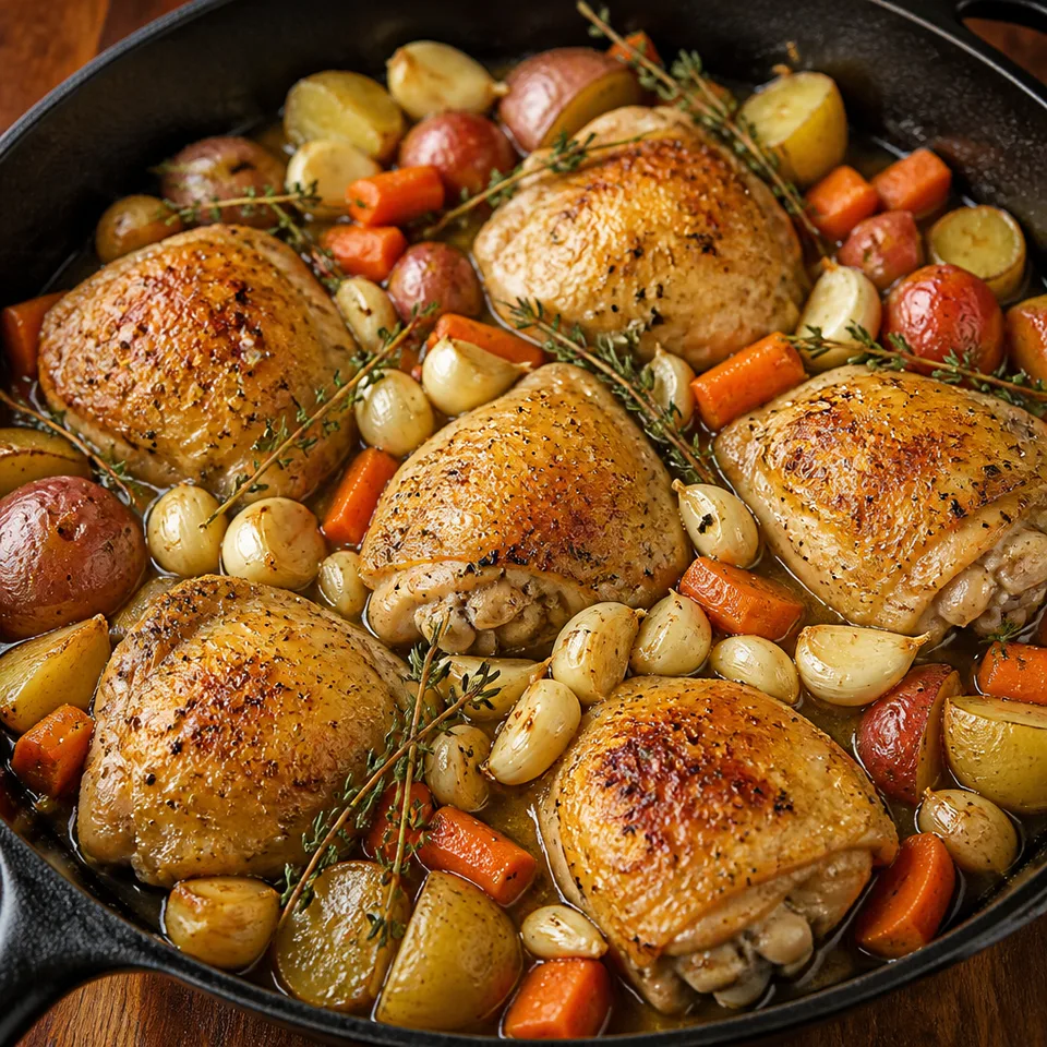 One Pan Roasted Chicken and 40 Cloves of Garlic — serving inspiration