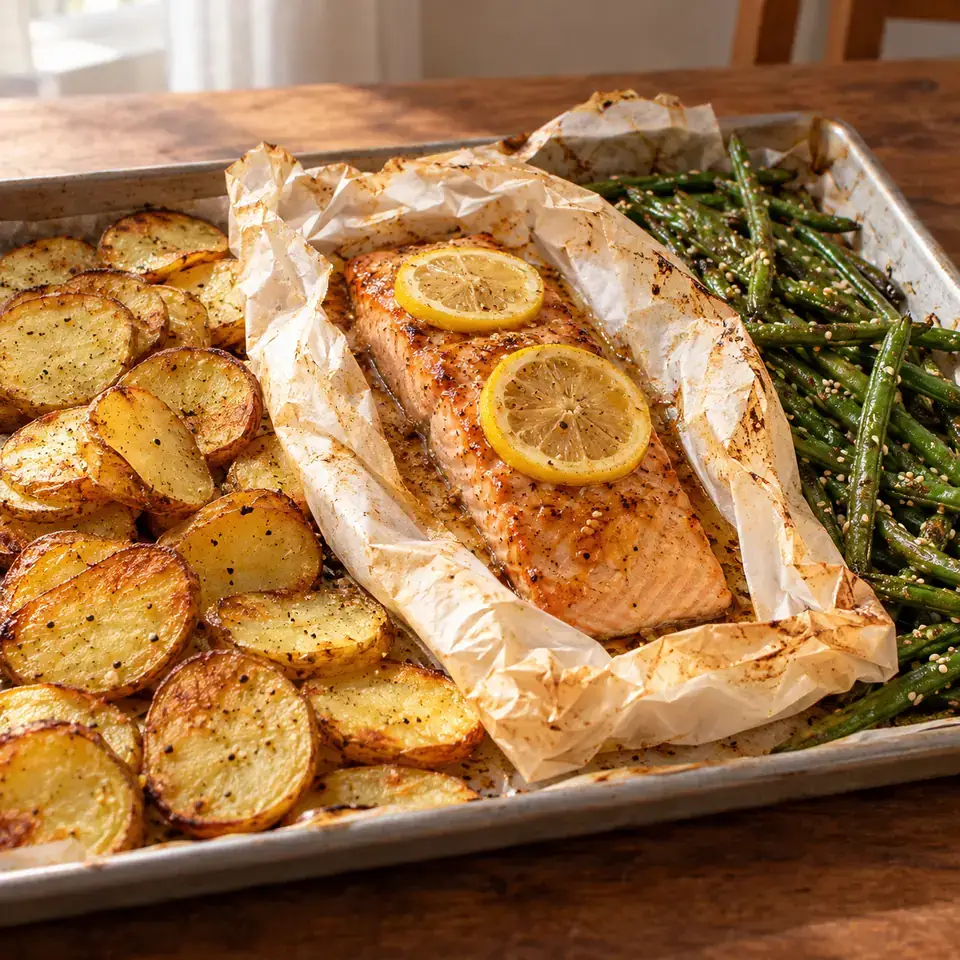 One Pan Salmon Dinner — serving inspiration