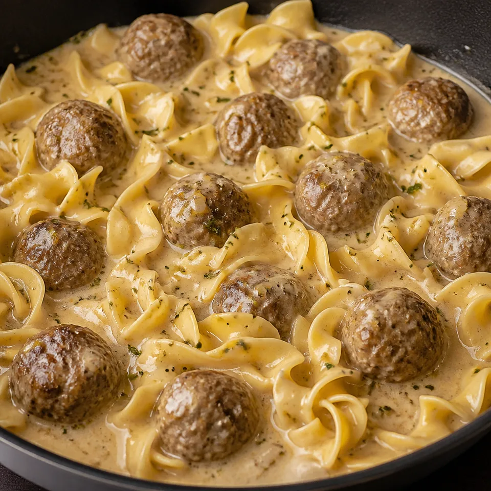 One Pan Swedish Meatballs and Noodles — serving inspiration