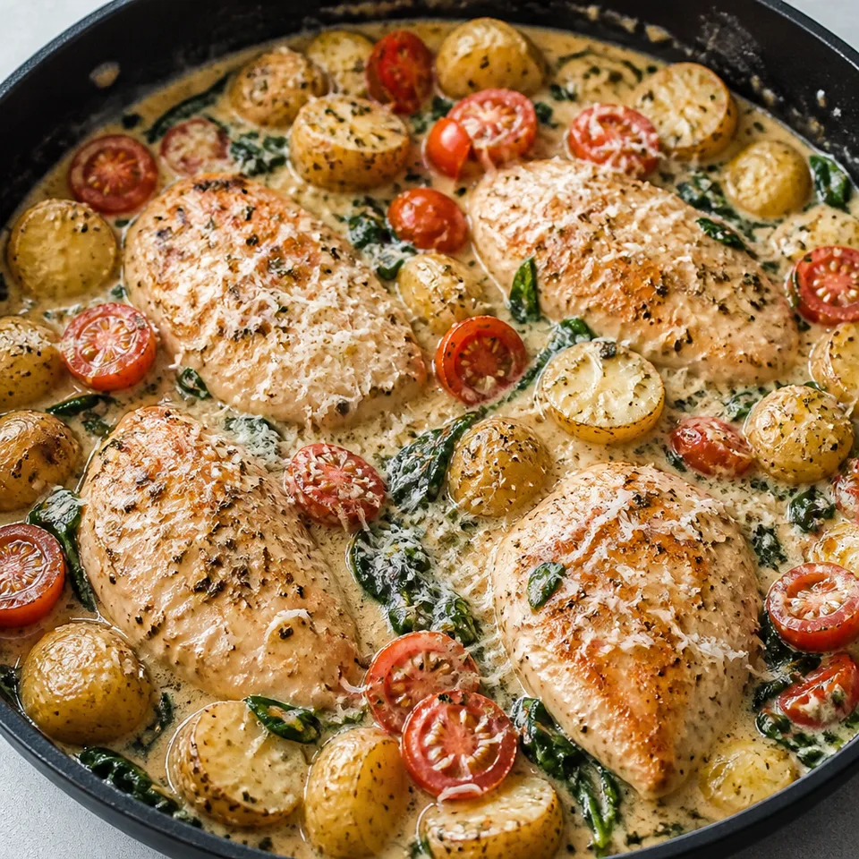 One Pan Tuscan Chicken and Potato Skillet — serving inspiration