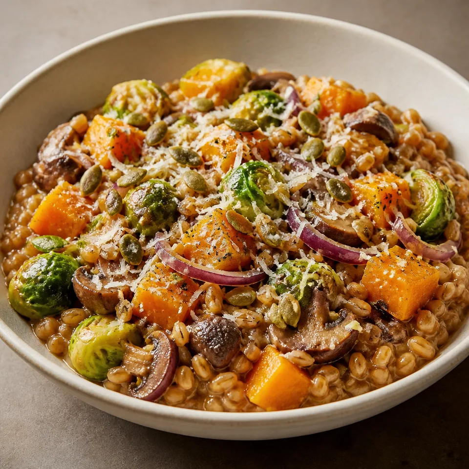 One Pot Autumn Vegetable Farrotto — serving inspiration