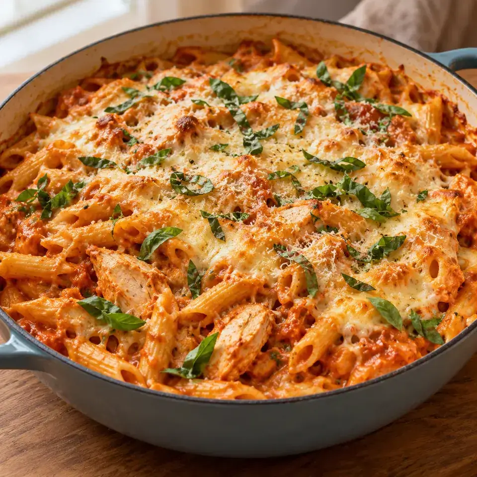 One Pot Creamy Tomato Chicken Pasta Bake (no cream) — serving inspiration