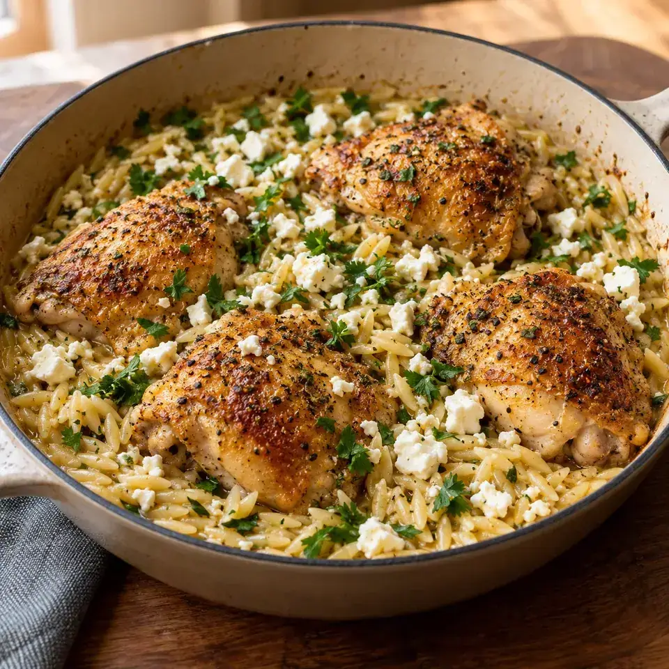 One Pot Lemon Pepper Chicken with Orzo — serving inspiration