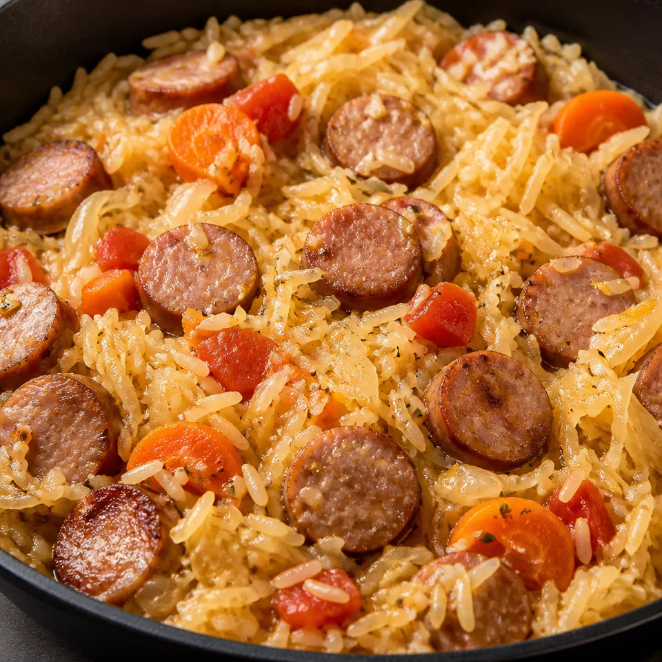 One Pot Sauerkraut and Sausage with Rice — serving inspiration