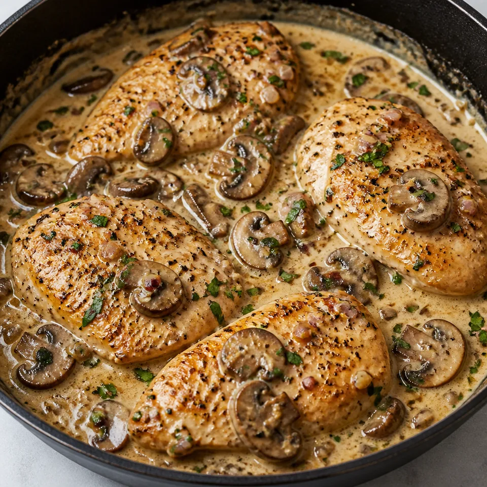 One Skillet Chicken with Garlicky Mushroom Cream Sauce — serving inspiration