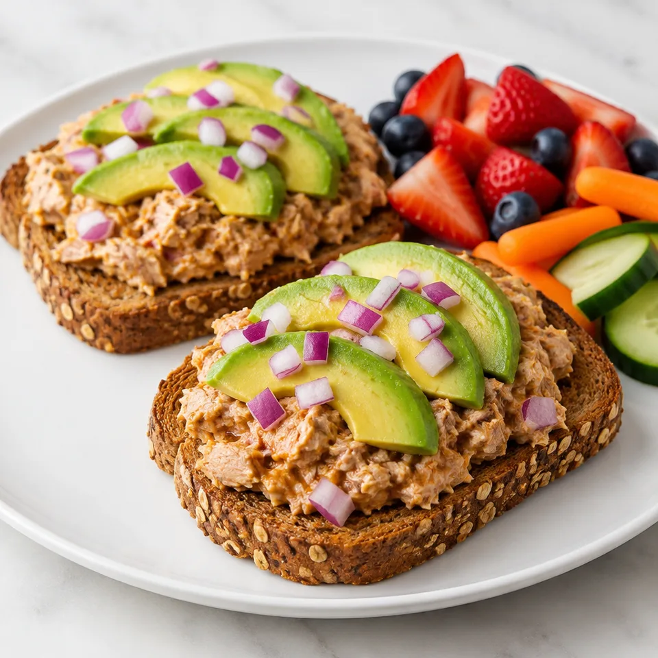 Open-Faced BBQ Hummus Tuna Sandwich — serving inspiration