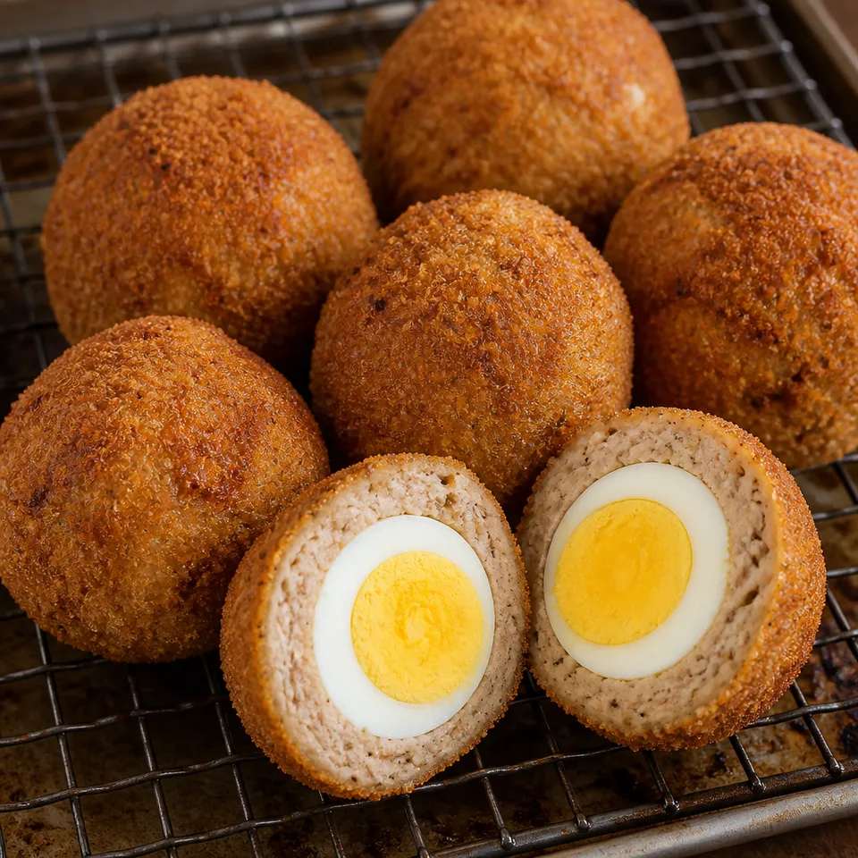 OVEN BAKED CHICKEN SCOTCH EGGS (VIDEO) — serving inspiration