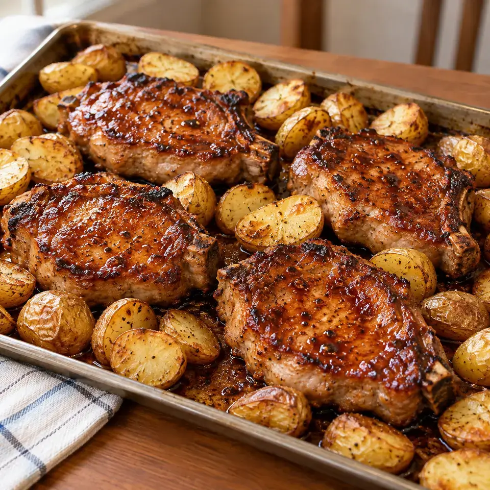 Oven Baked Pork Chops with Potatoes — serving inspiration