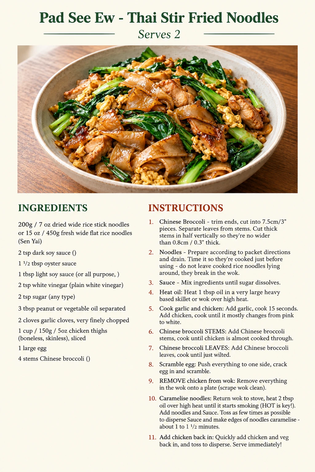 Saved Pad See Ew - Thai Stir Fried Noodles recipe card; accessible ingredients and instructions are listed above.