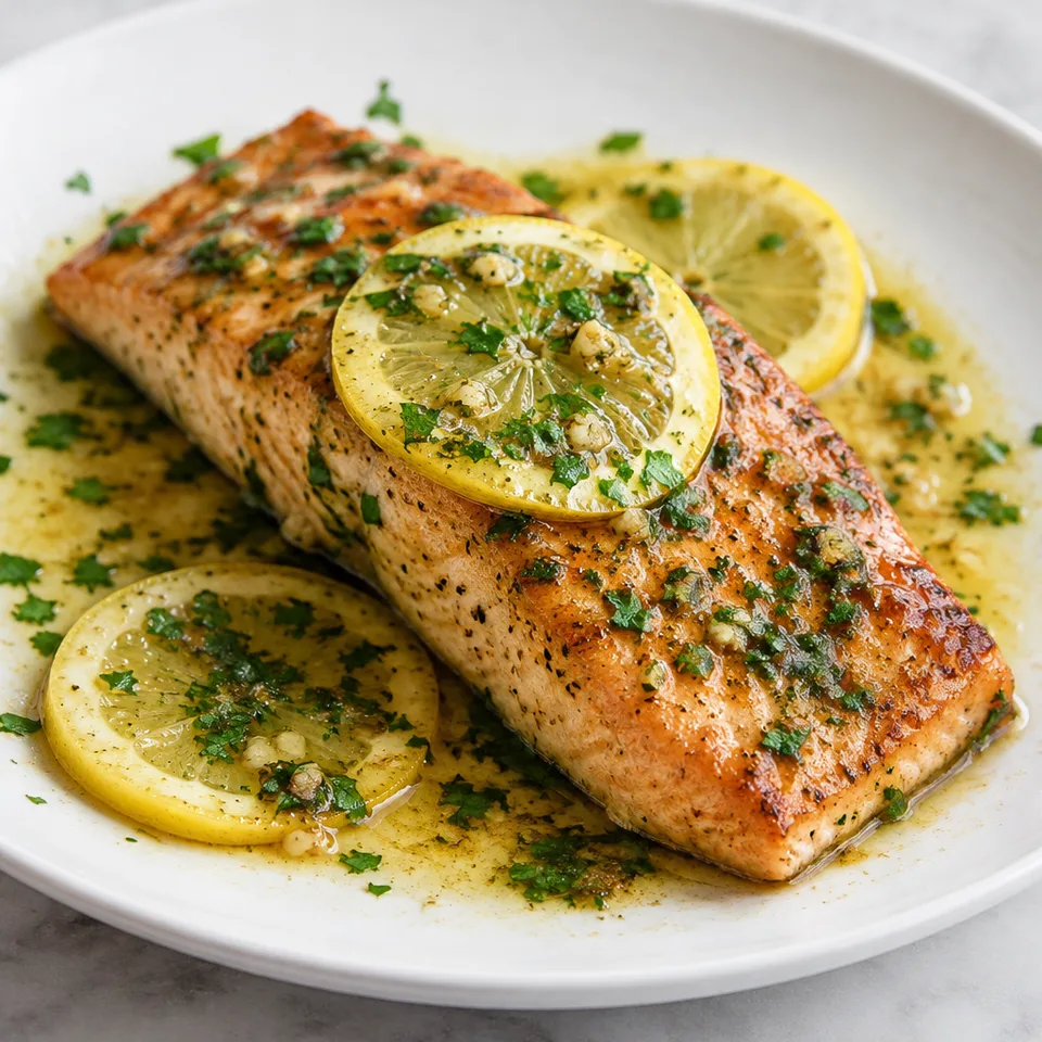 Pan Seared Salmon with Lemon Garlic Butter Sauce — serving inspiration
