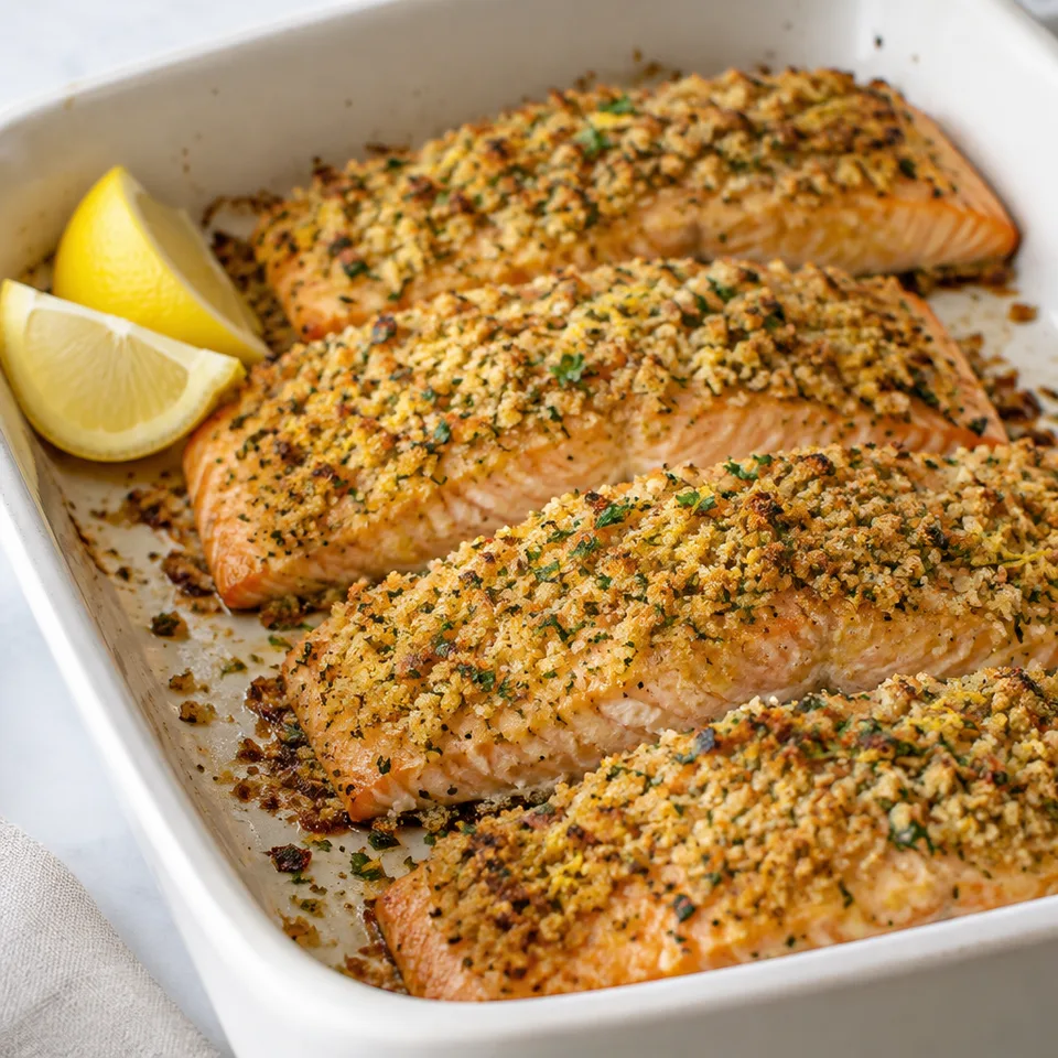 Panko Crusted Honey Mustard Salmon — serving inspiration