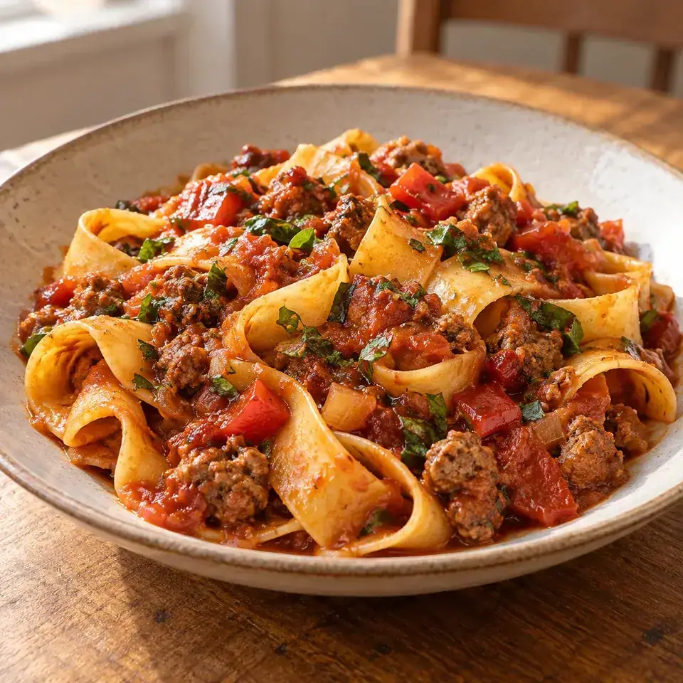 Pappardelle with Italian Sausage — serving inspiration