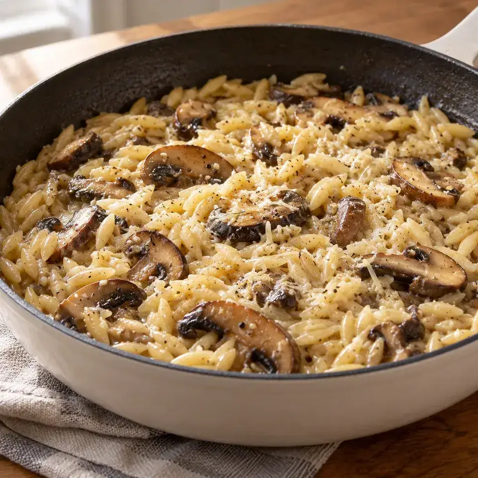 Parmesan Portobello Orzo — serving inspiration