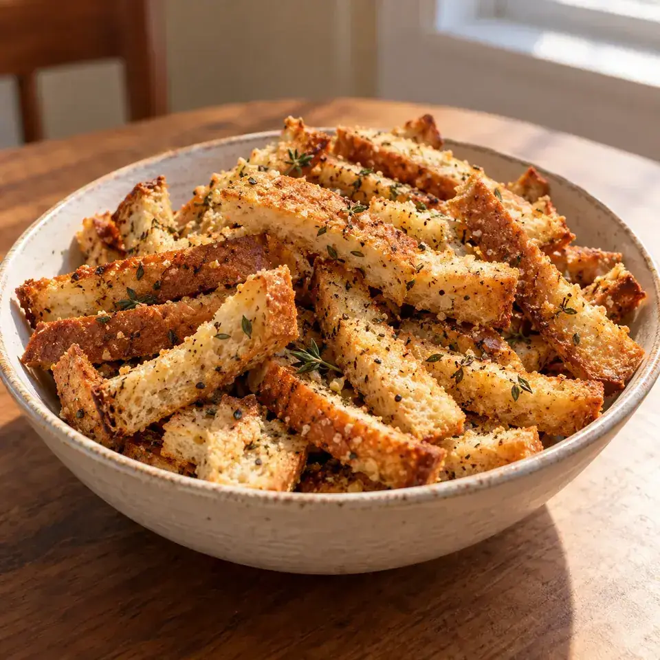 Parmesan Thyme Bread Crust Snacks — serving inspiration