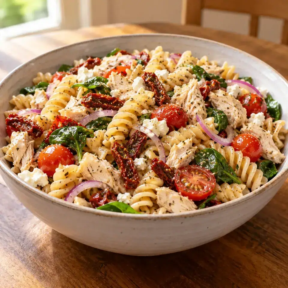 Pasta Salad with Sun Dried Tomatoes and Chicken — serving inspiration