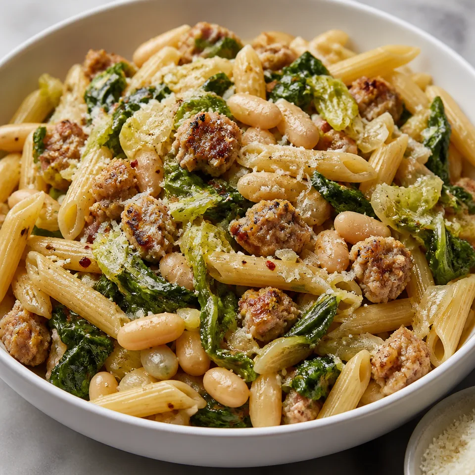 Pasta with Italian Chicken Sausage, Escarole and Beans — serving inspiration