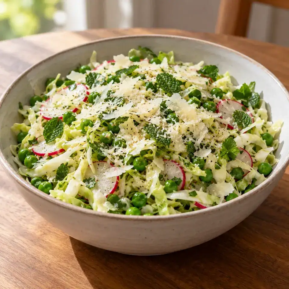 Pea, Cabbage, Parmesan and Mint Salad — serving inspiration