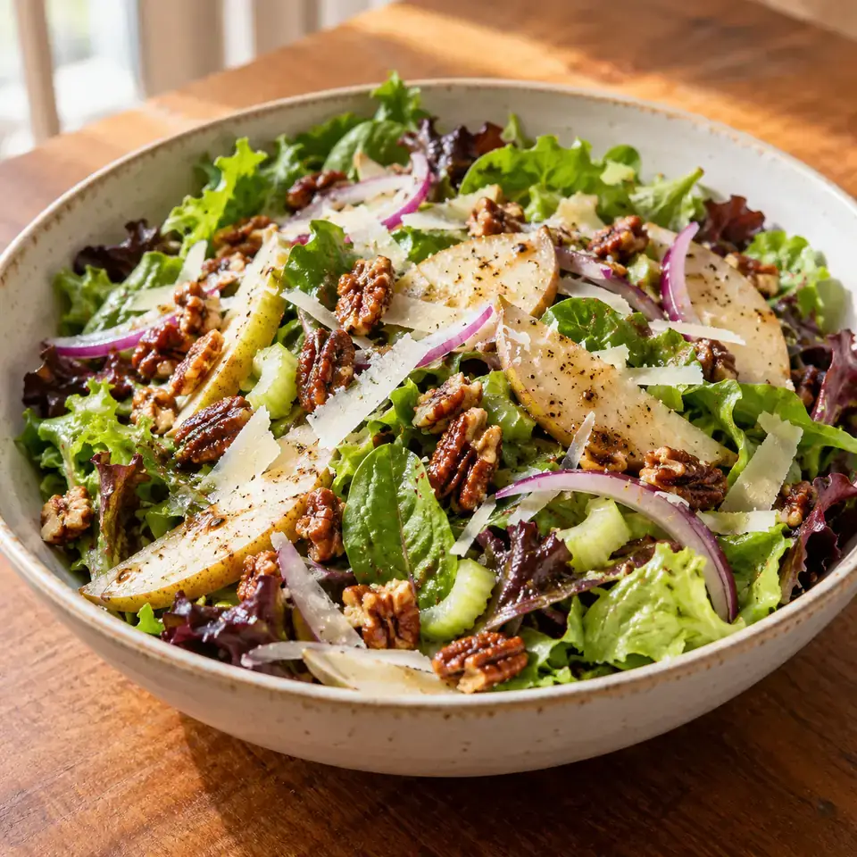Pear, Celery and Candied Pecans Salad Recipe — serving inspiration