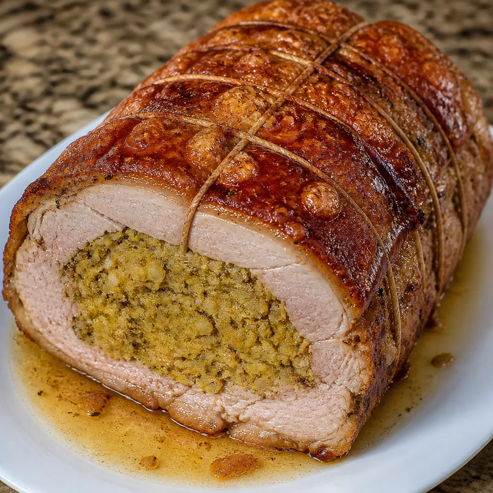 Pernil Estofado con Mofongo (Roast Pork Stuffed with Green Mashed Plantains) — serving inspiration