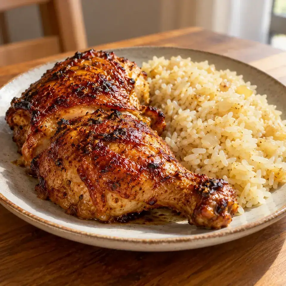 Peruvian Chicken with Garlic Butter Rice — serving inspiration