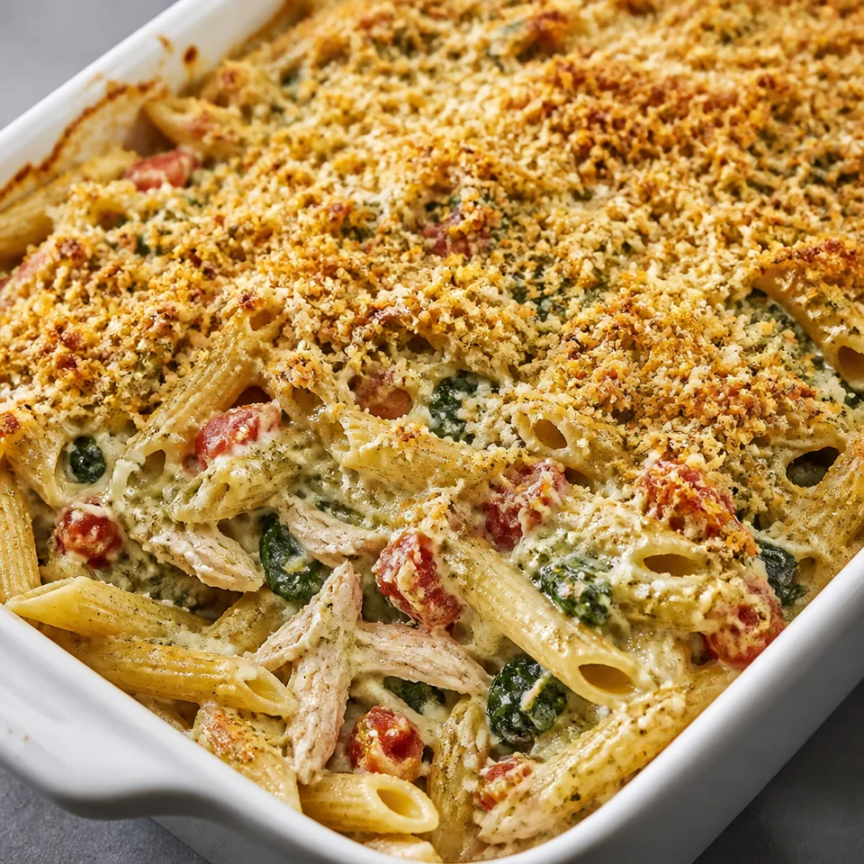 Pesto Chicken Pasta Casserole Recipe — serving inspiration