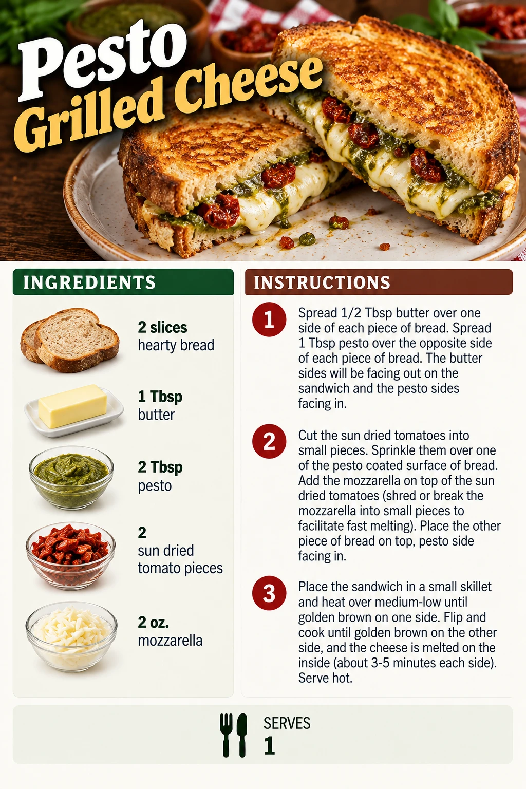 Saved Pesto Grilled Cheese recipe card; accessible ingredients and instructions are listed above.