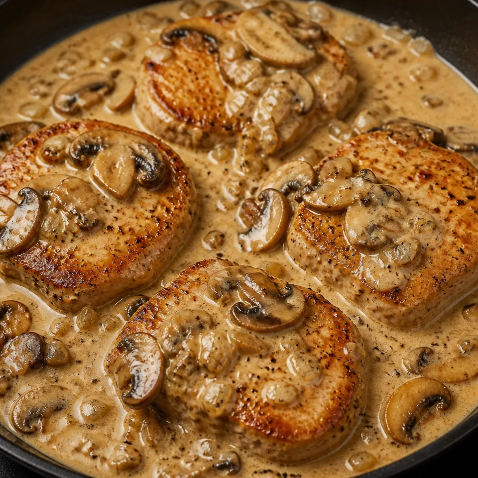 Pork Chops in Creamy Mushroom Sauce — serving inspiration