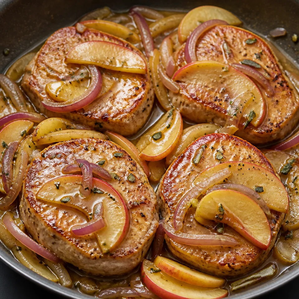 Pork Chops with Apples and Onions — serving inspiration