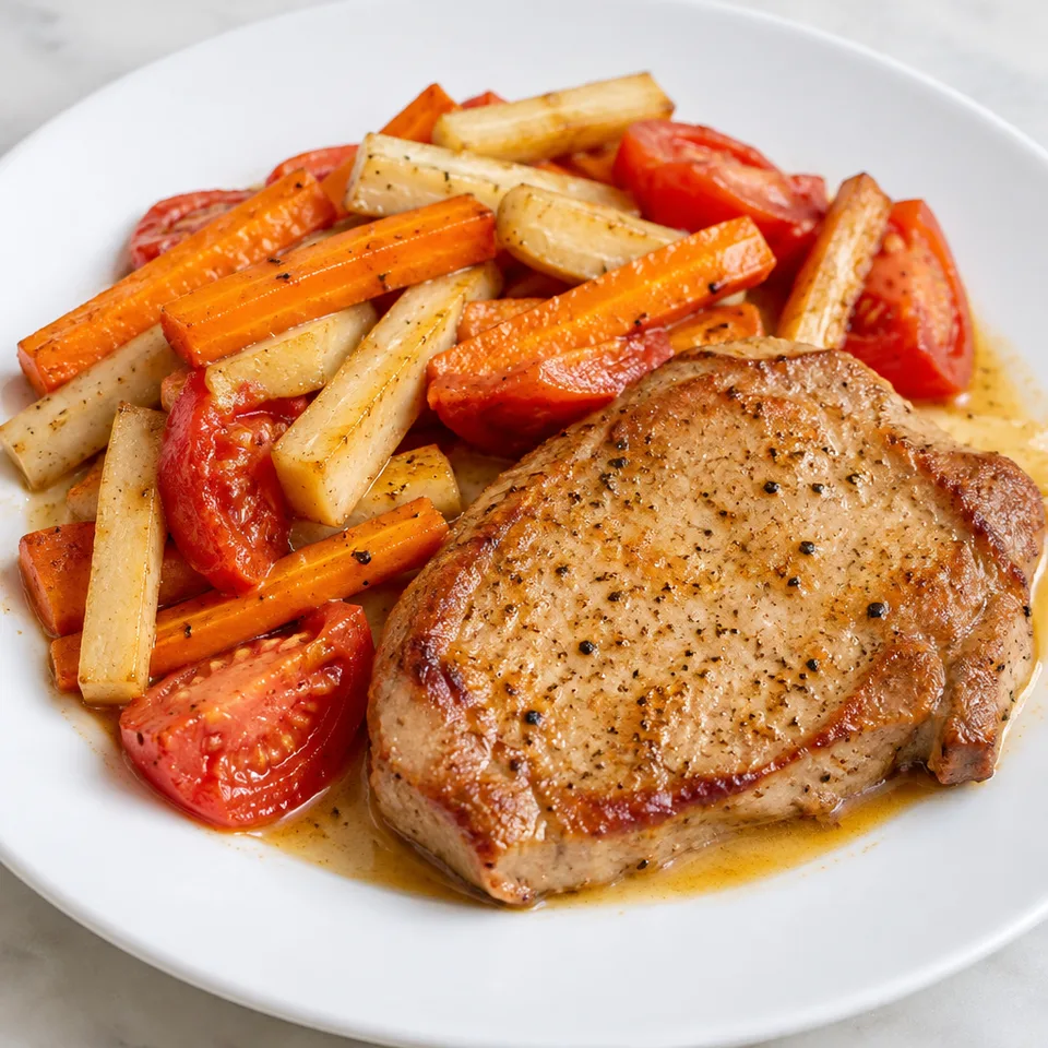 Pork Chops with White Wine, Carrots and Celeriac (Czech Pork Chops Bzenec Style) — serving inspiration