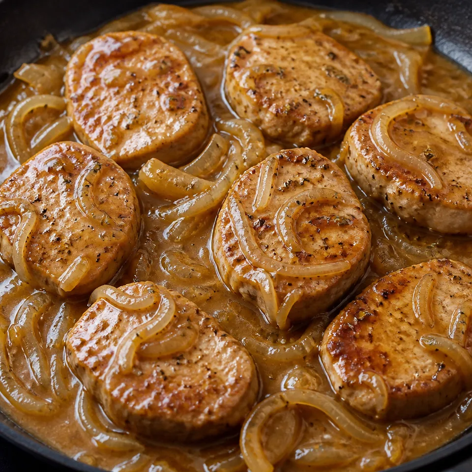 Pork Medallions with Onion Gravy — serving inspiration