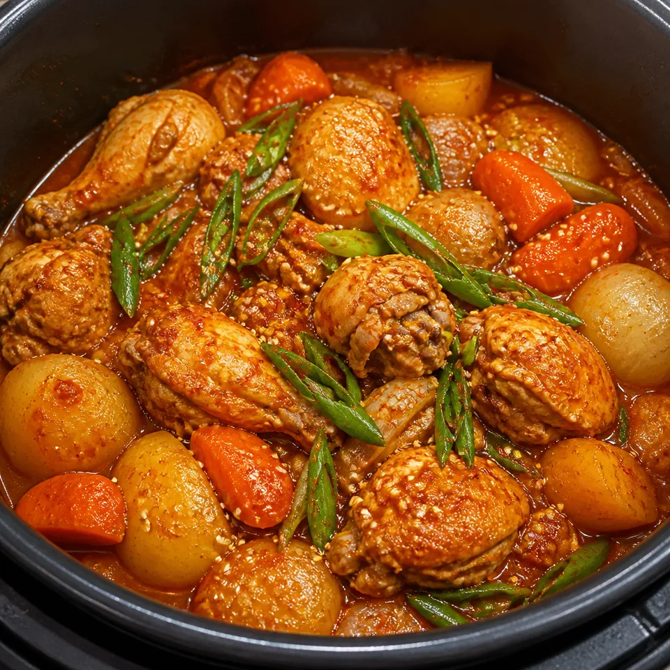 Pressure Cooker Dak Bokkeumtang (Korean Spicy Chicken Stew) — serving inspiration