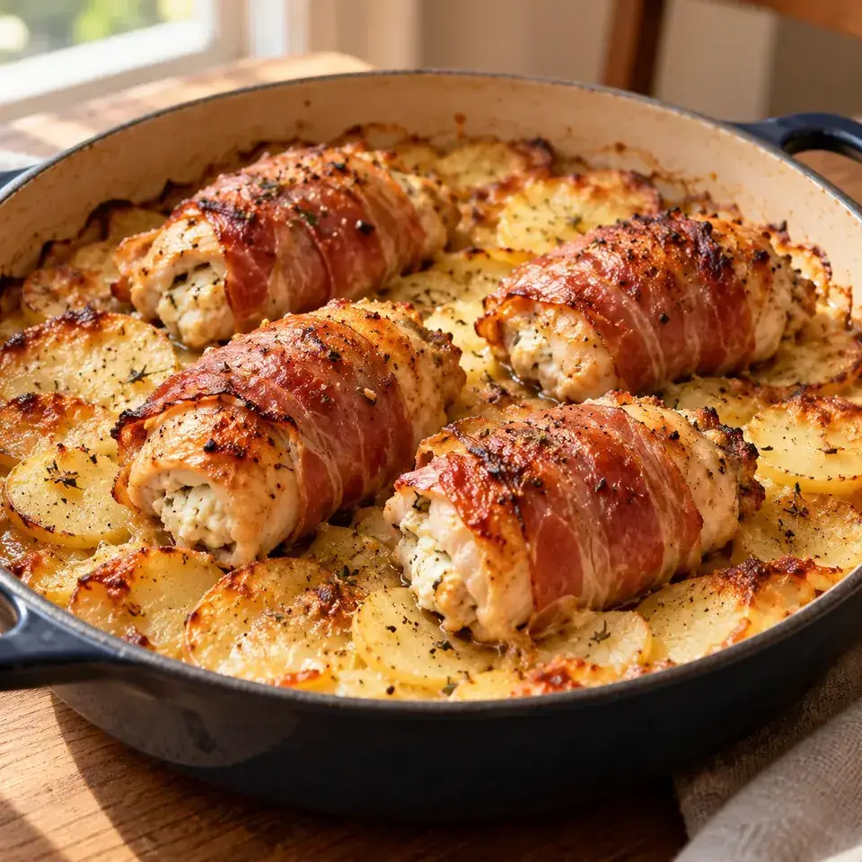Prosciutto Wrapped Chicken and Scalloped Potatoes — serving inspiration