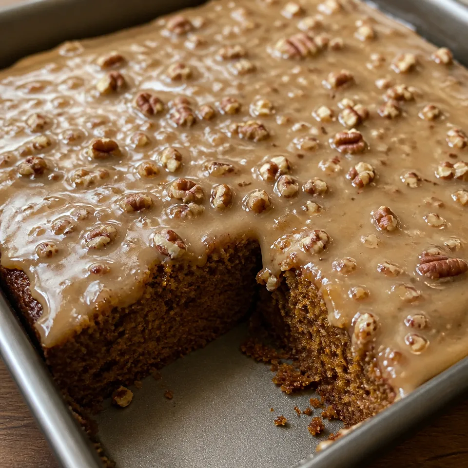 Pumpkin Gingerbread with Maple Pecan Icing — serving inspiration