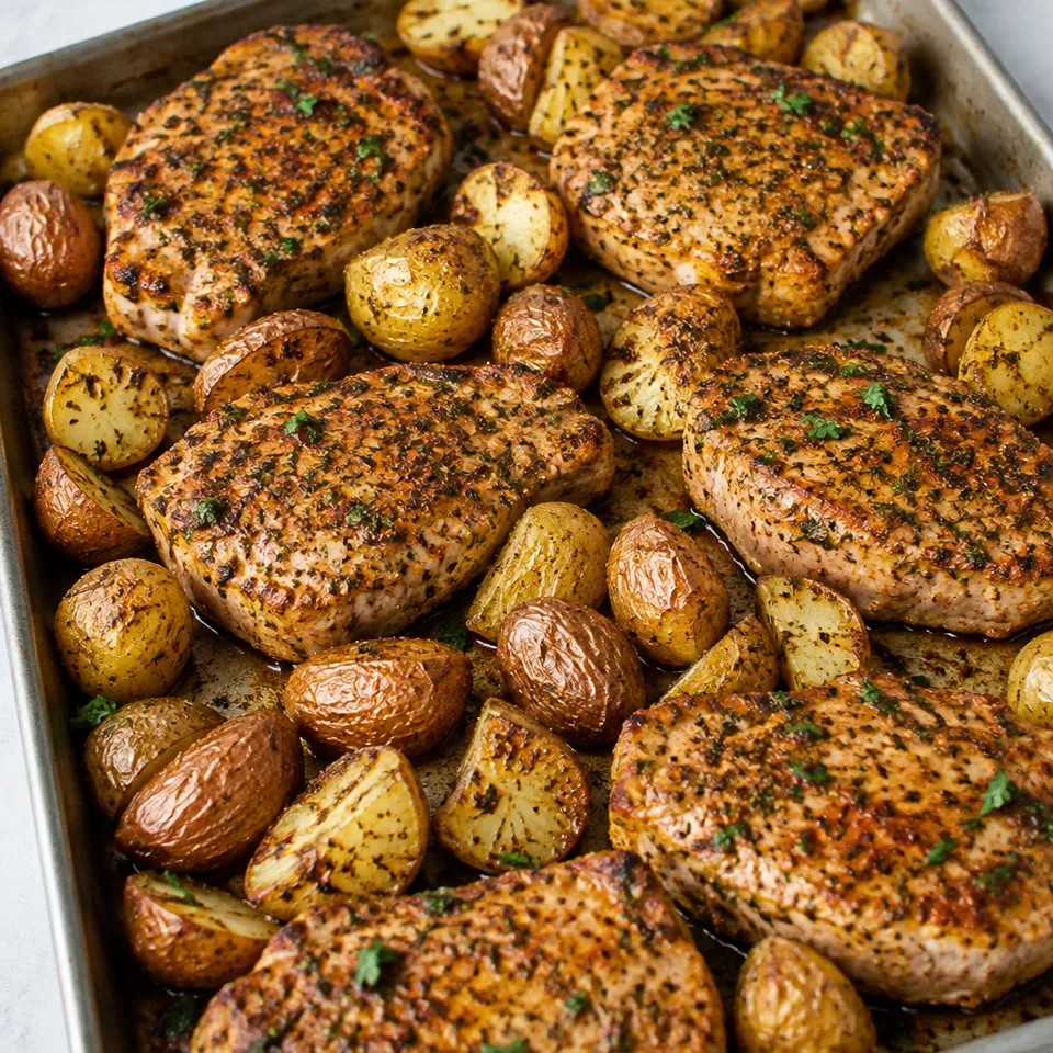 Ranch Pork Chops and Potatoes Sheet Pan Dinner — serving inspiration