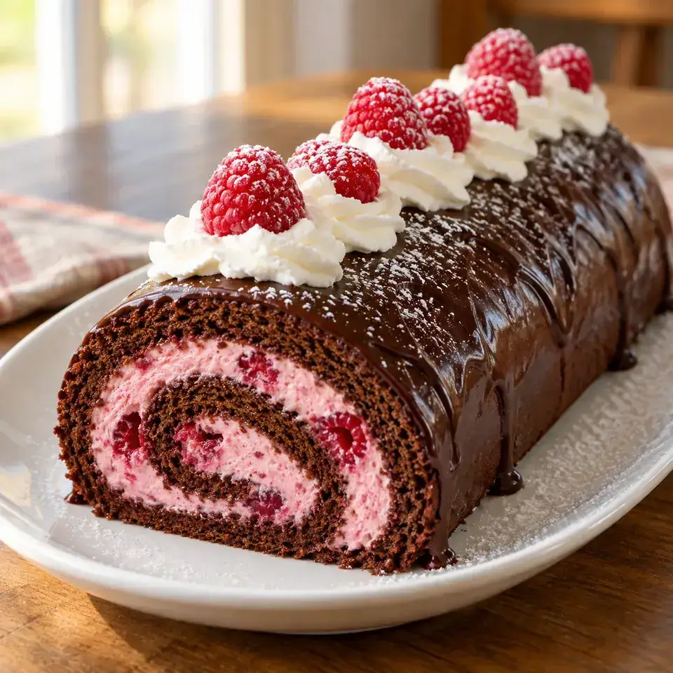 Raspberry Chocolate Swiss Roll — serving inspiration