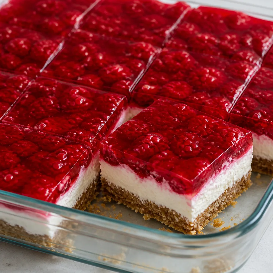Raspberry Pretzel Salad Recipe — serving inspiration