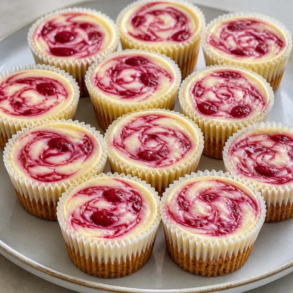 Raspberry Swirled Mini Cheesecakes — serving inspiration