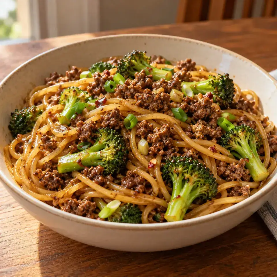 Garlic Noodles with Beef and Broccoli — serving inspiration