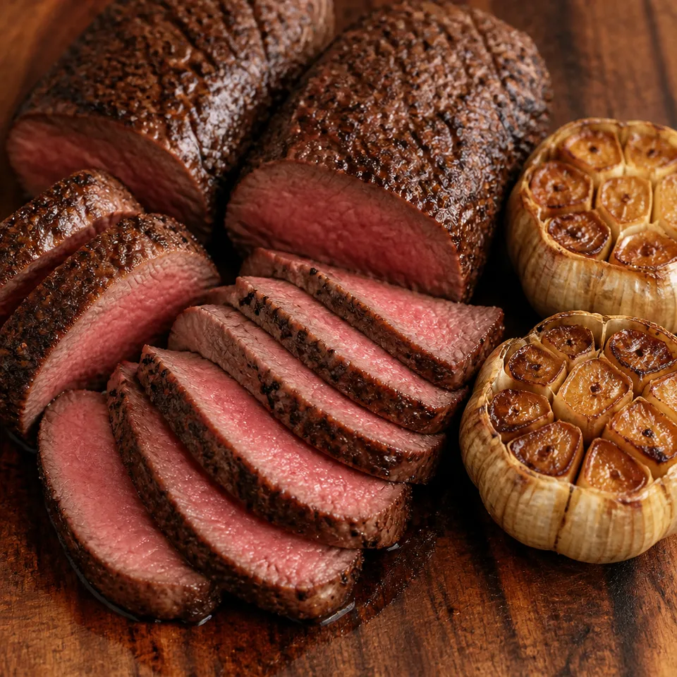 Reverse Sear Steak on Traeger with Smoked Garlic — serving inspiration