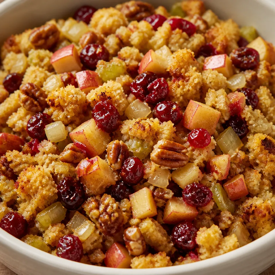 Roasted Apple Cranberry Cornbread Stuffing — serving inspiration