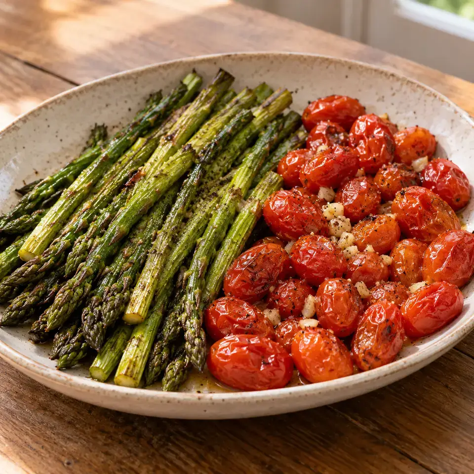 Roasted Asparagus and Tomatoes — serving inspiration
