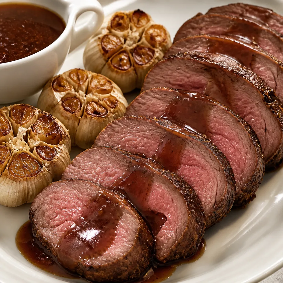 Roasted Beef Tenderloin with Port Wine Gravy — serving inspiration
