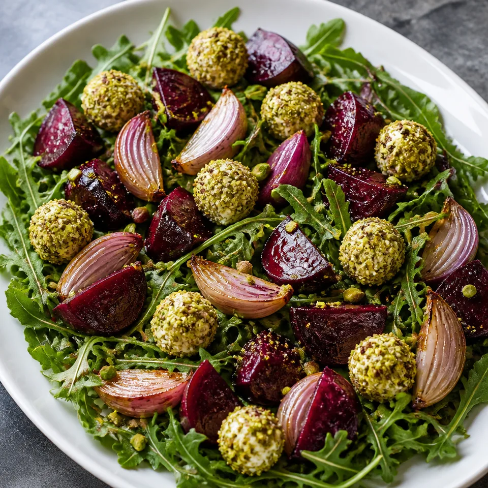 Roasted Beet Salad with Goat Cheese and Pistachios Recipe — serving inspiration