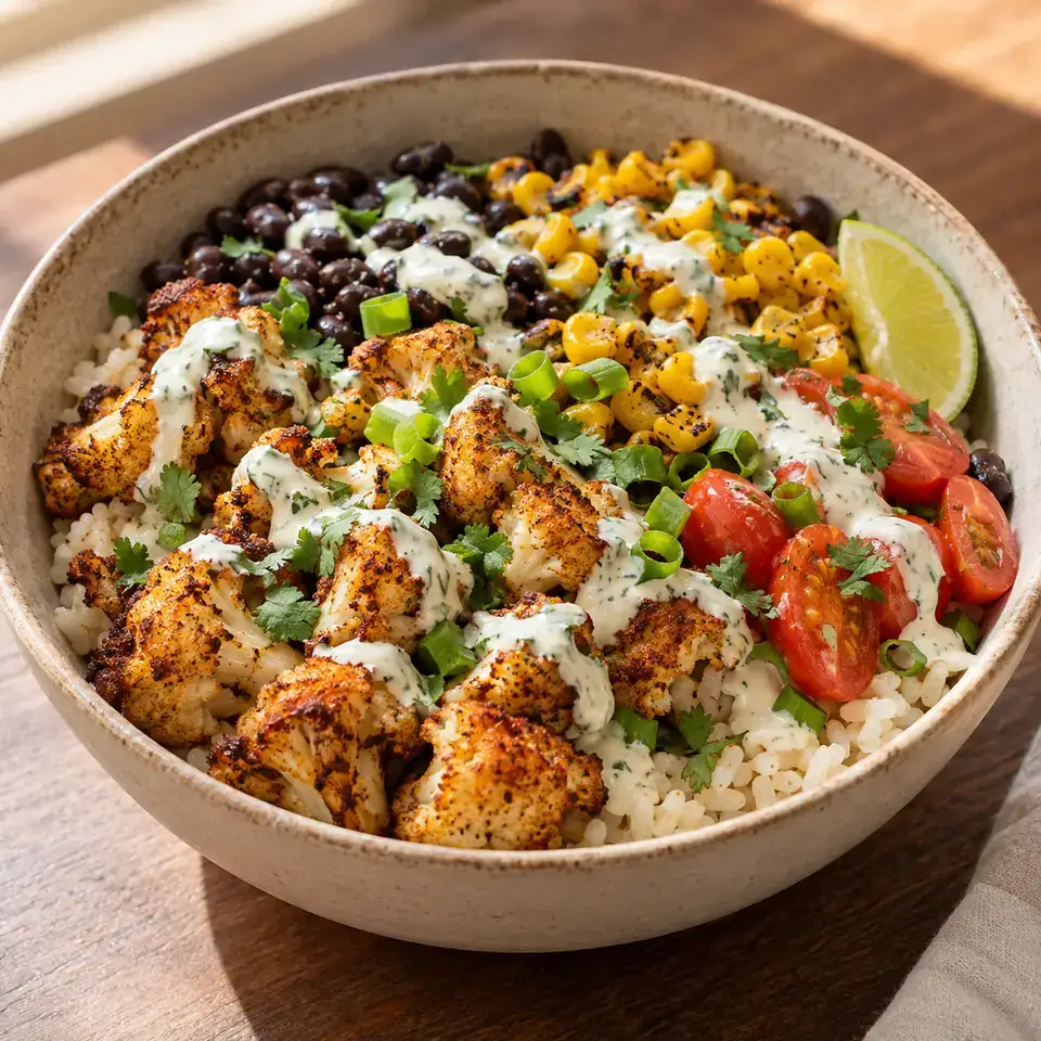Roasted Cauliflower Taco Bowls with Cilantro Lime Ranch — serving inspiration