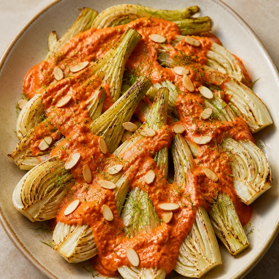 Roasted Fennel with Red Pepper-Horseradish Sauce — serving inspiration