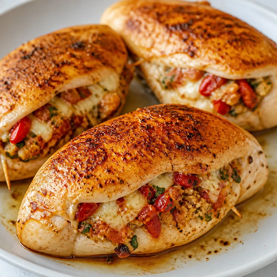 Roasted Peppers and Asiago Stuffed Chicken Breasts — serving inspiration