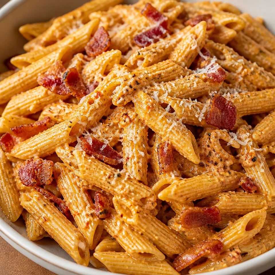 Roasted Red Pepper and Pecan Pesto Penne — serving inspiration